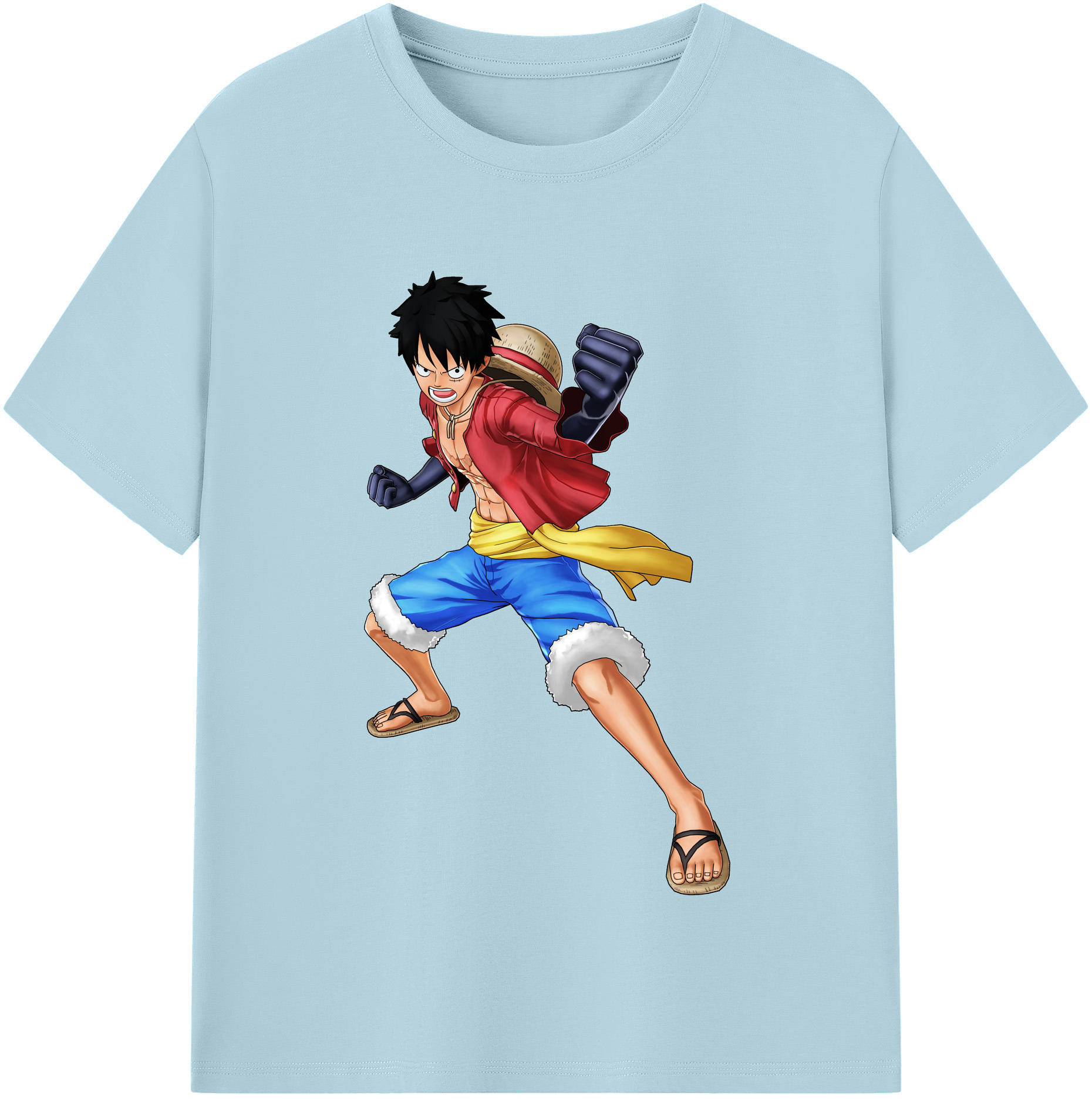 ワンピース モンキー・D・ルフィ ONE PIECE Monkey D. Luffy 綿100％半袖Tシャツ（フロントプリント）